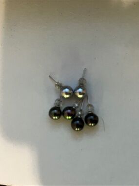 Iridescent Pearl Stud Earrings. 3 sets. Never worn.